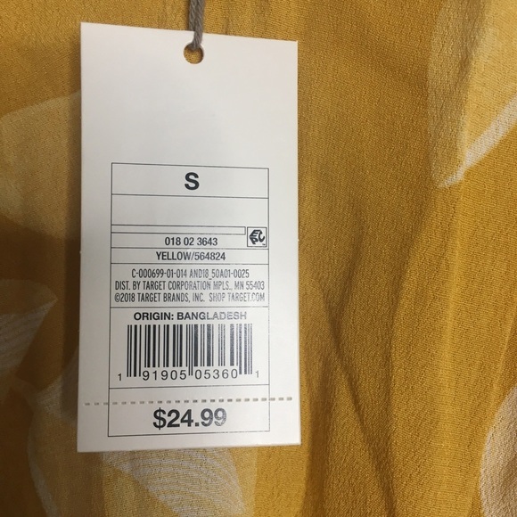 A New Day Yellow Floral Flutter Sleeve V Neck Flowy Top S Small - Picture 7 of 11